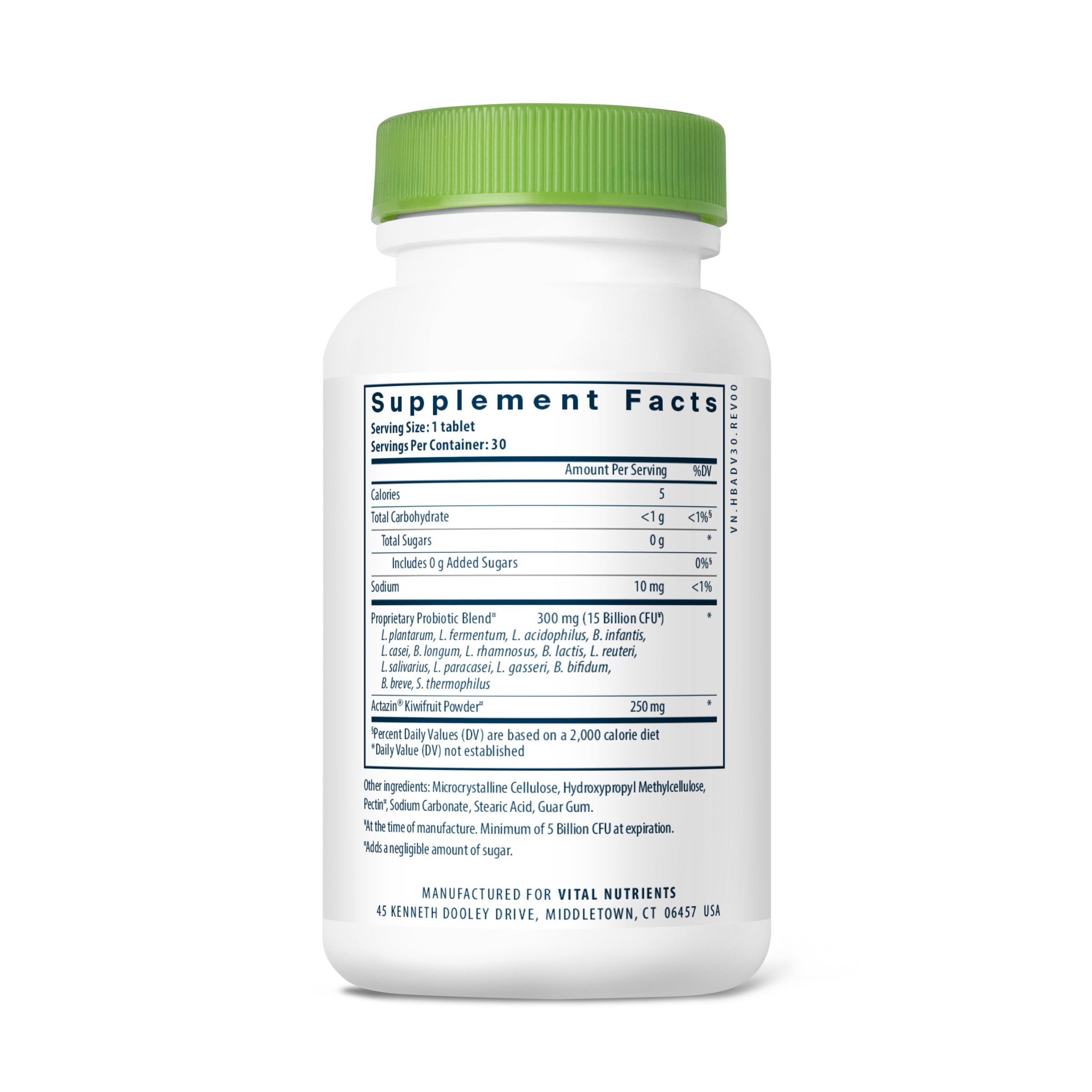 Hyperbiotics Pro-15 Advanced Probiotic 30 vegan tablets ingredients.