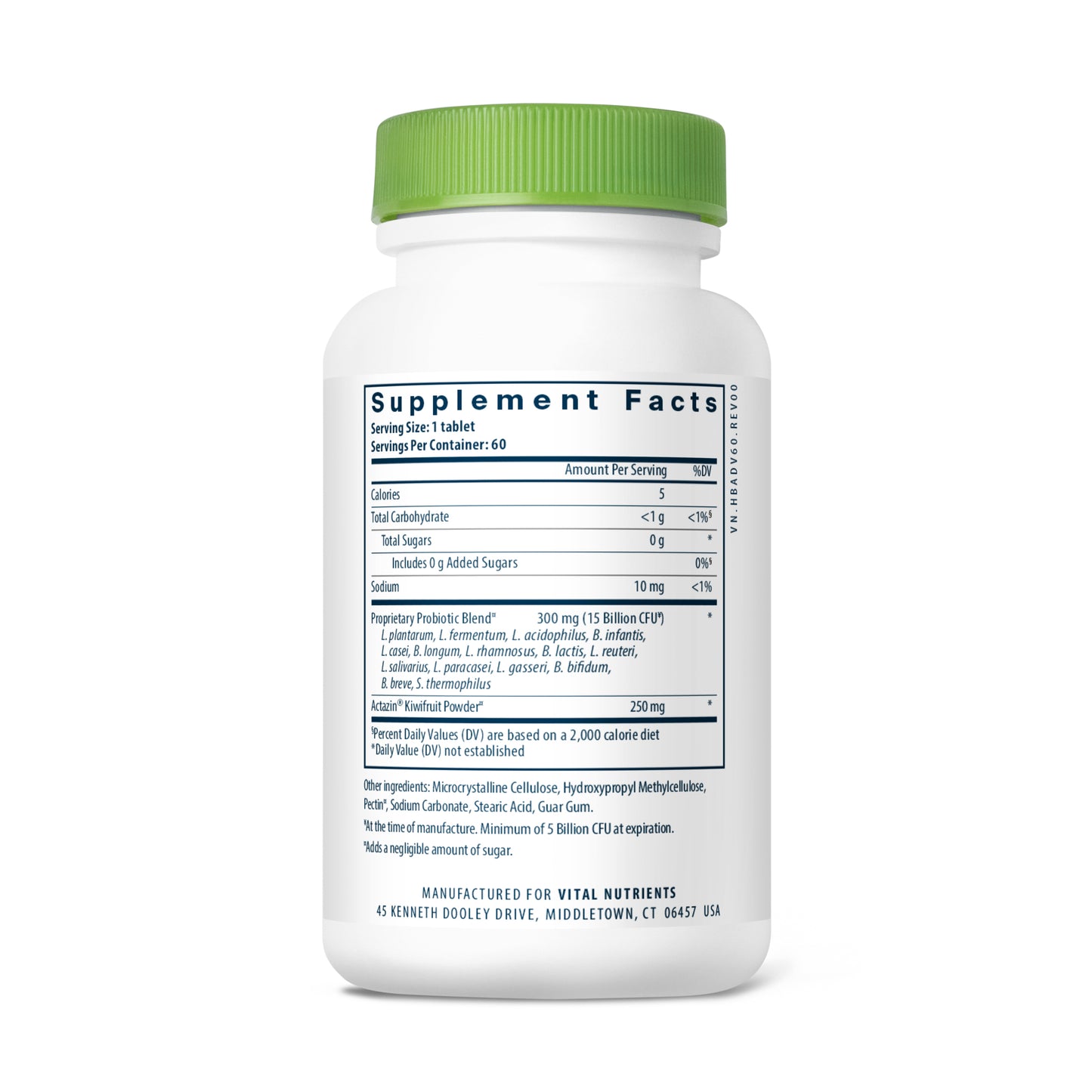 Hyperbiotics Pro-15 Advanced Probiotic 60 vegan tablets ingredients.