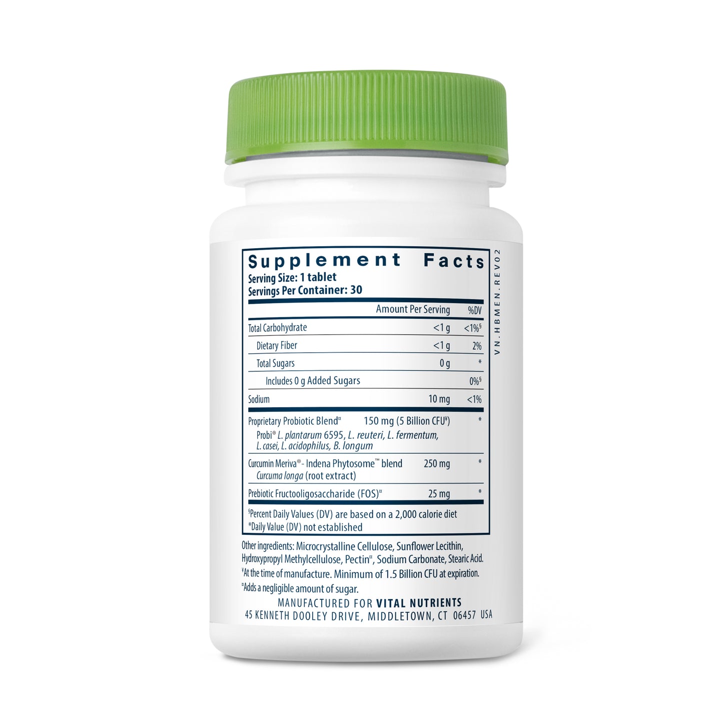 Hyperbiotics Pro-Men's Probiotic 30 vegan tablets servings and ingredients.