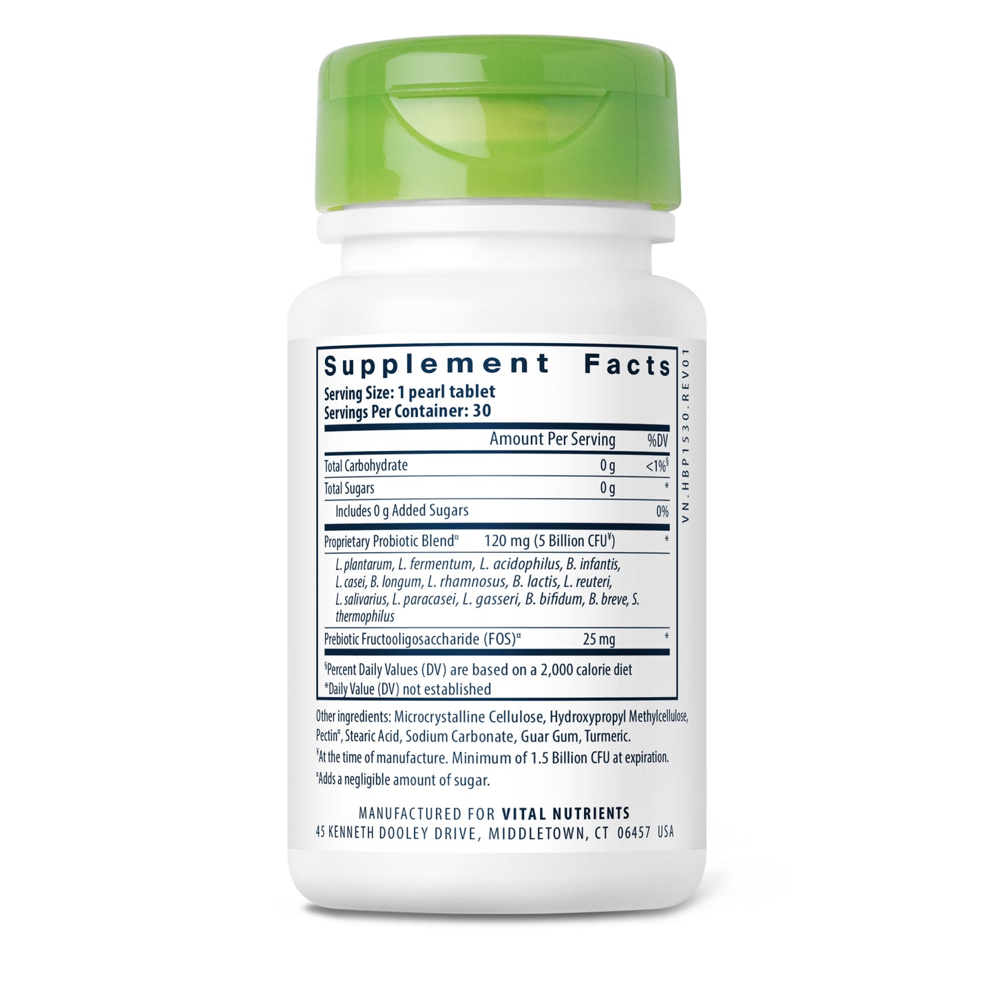 Hyperbiotics Pro-15 Pre+Probiotic 30 vegan micro-pearls servings and ingredients.