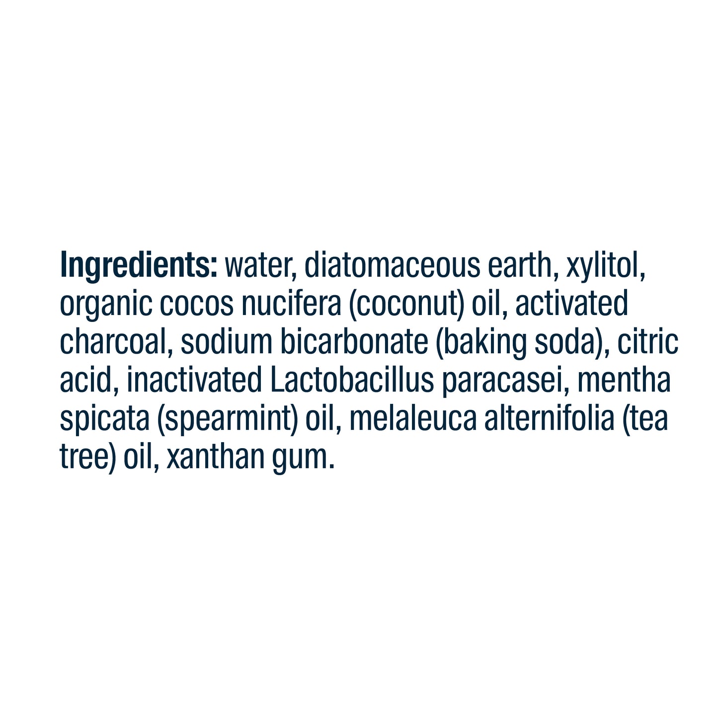 Hyperbiotics Activated Charcoal Probiotic Toothpaste ingredients.