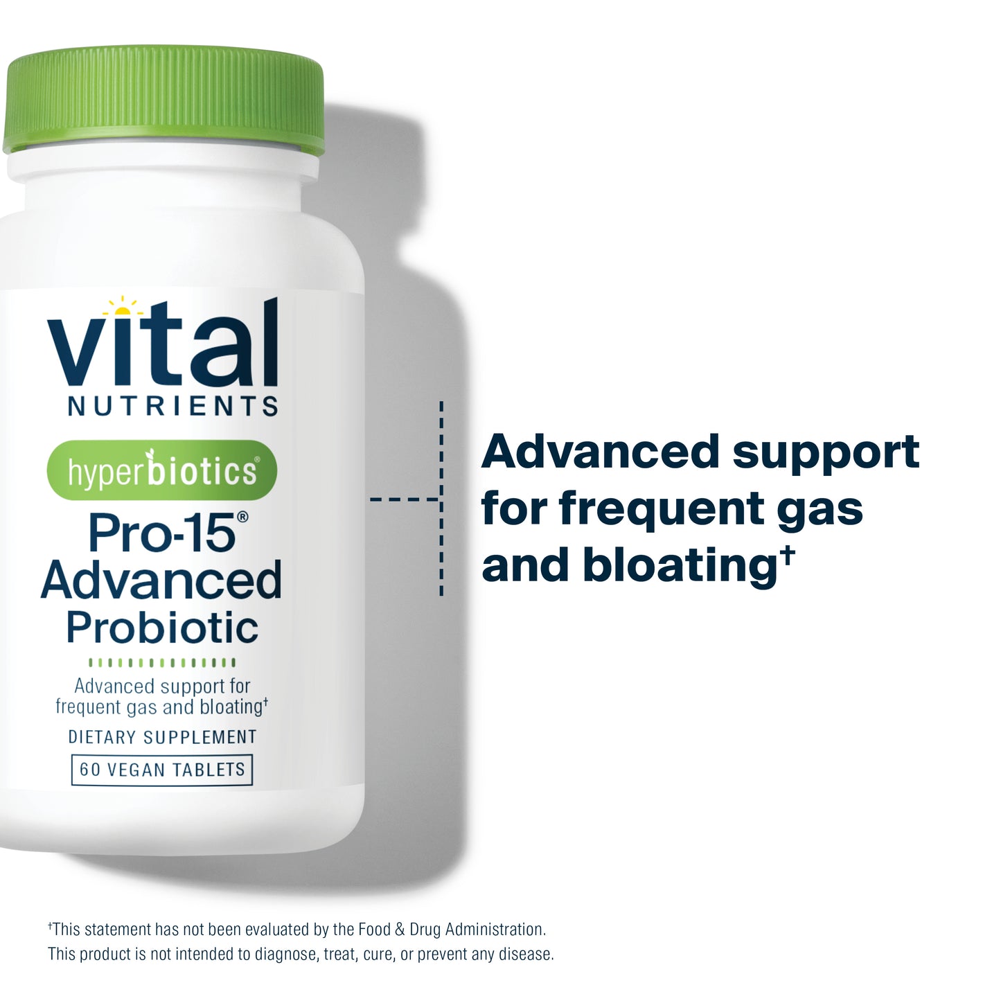 Hyperbiotics Pro-15 Advanced Probiotic 60 vegan tablets advanced support for frequent gas and bloating.*
