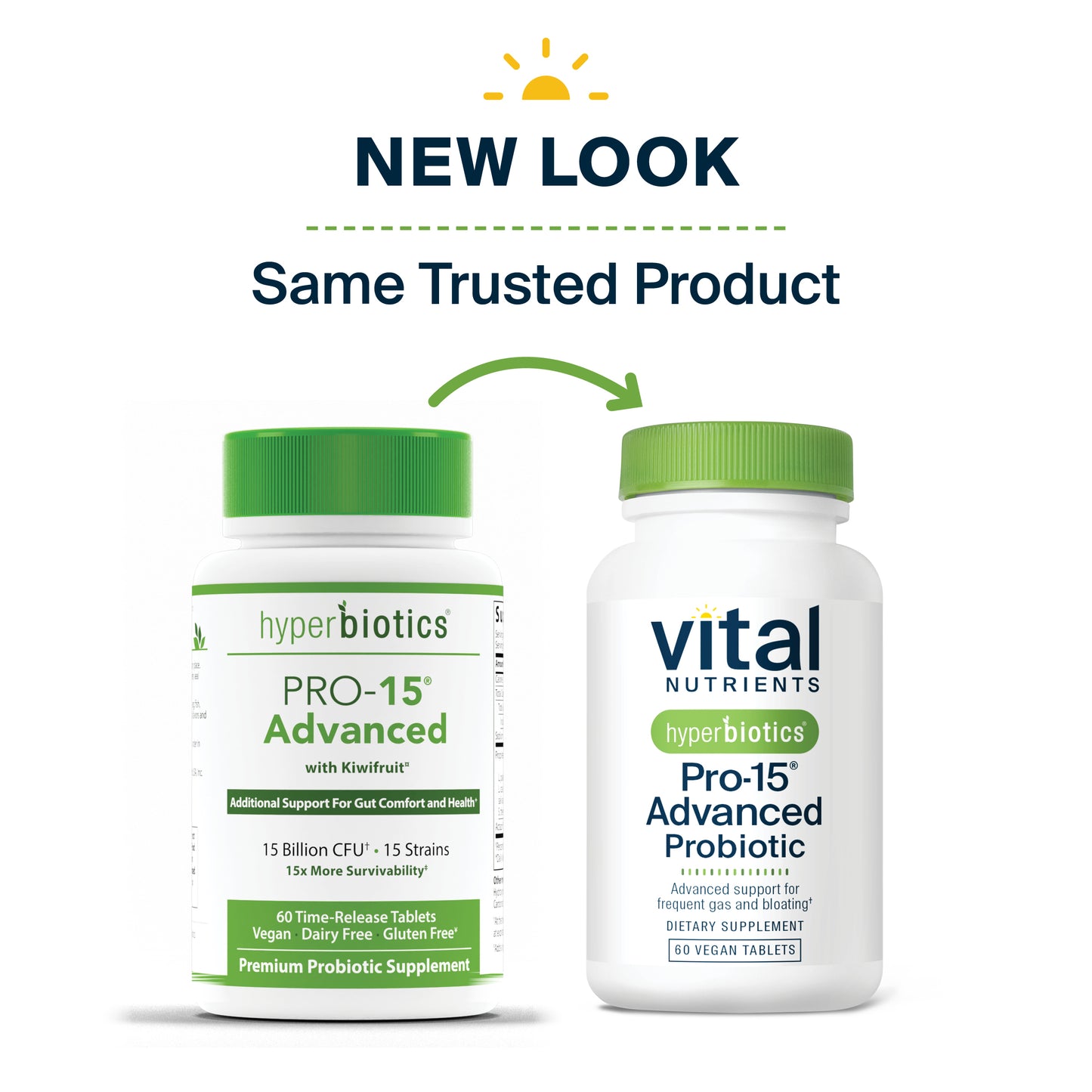 Hyperbiotics Pro-15 Advanced Probiotic 60 vegan tablets new look, same trusted product.