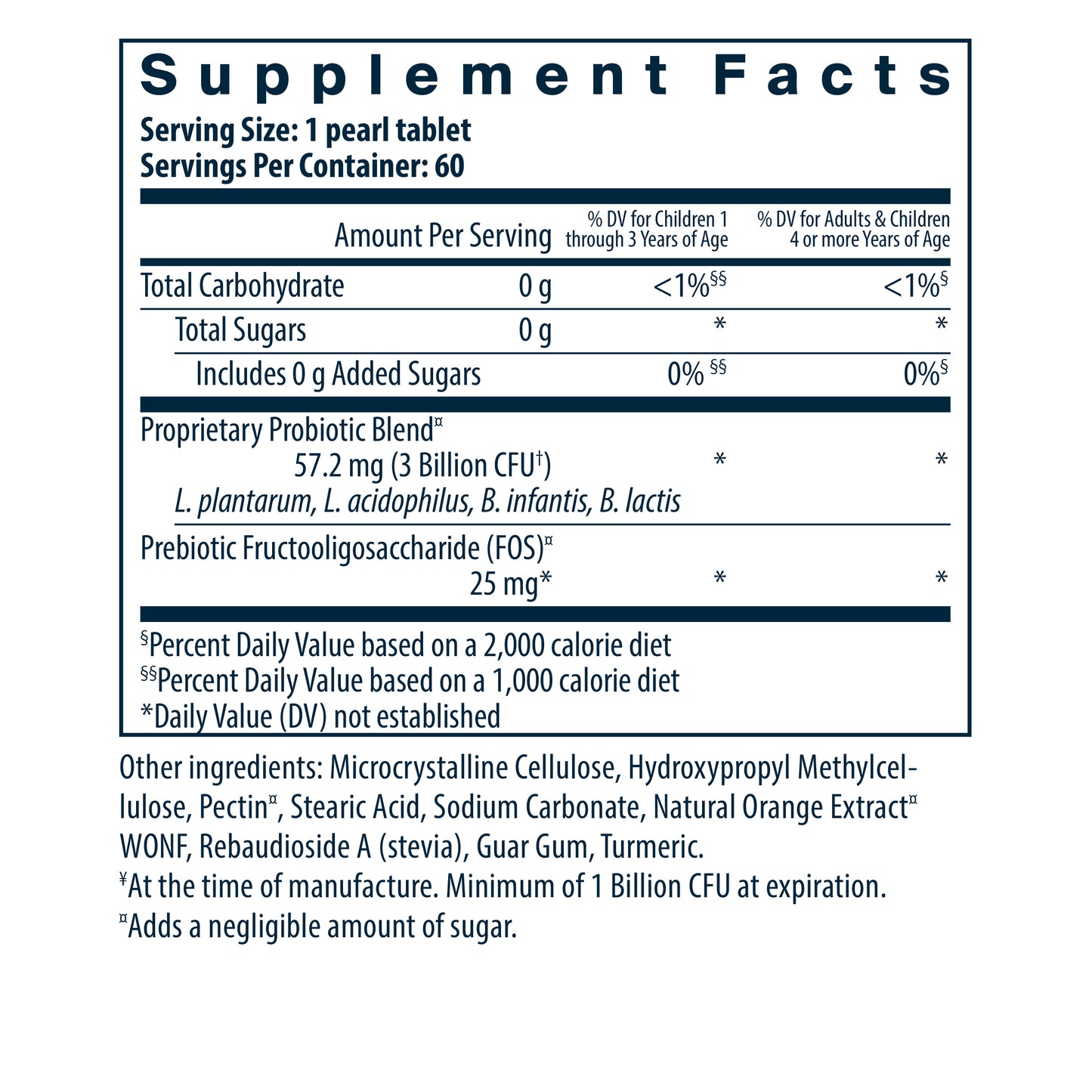 Hyperbiotics Pro-Kids Probiotic supplement facts.