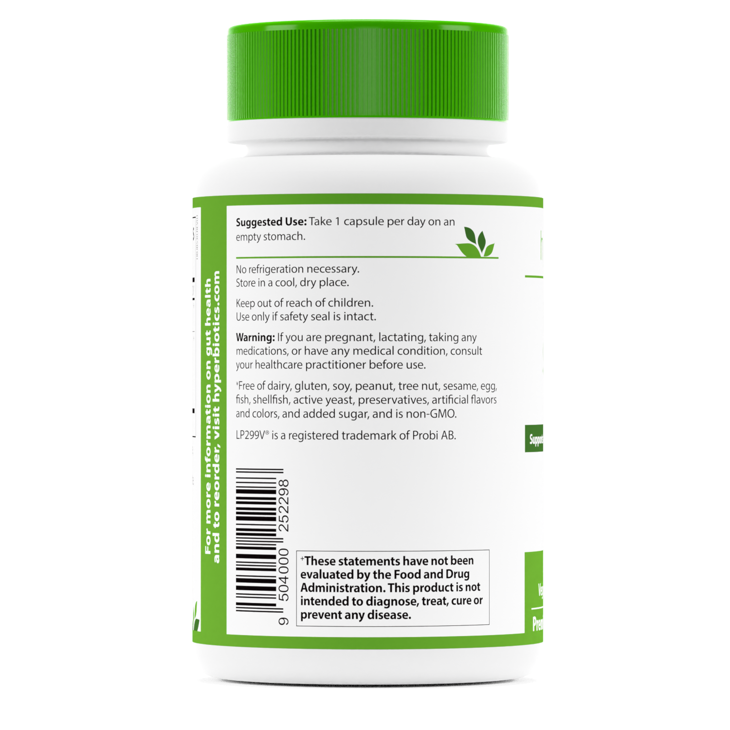 Hyperbiotics PRO-IBS Support suggested use panel of bottle.