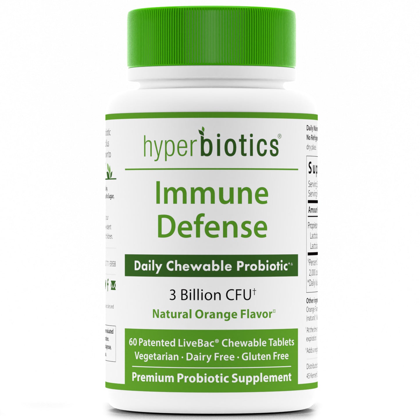 Hyperbiotics Immune Defense Probiotic Chewable Tablets bottle image.